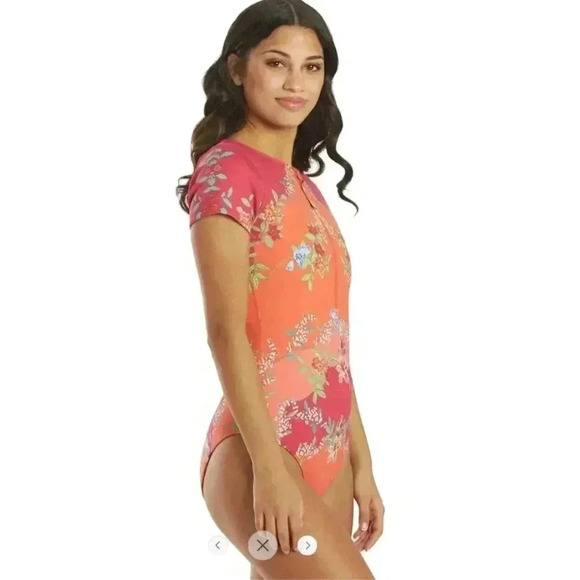 Johnny Was Lucy Wave Neoprene One Piece Floral Swimsuit NEW - Picture 5 of 7